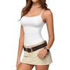 image:imageMANGOPOP Womens Camisole Tank Tops Square Neck Spaghetti Strap Cami Double Lined Sleeveless Crop Top Sexy ShirtsA2 White