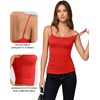 image:imageMANGOPOP Womens Camisole Tank Tops Square Neck Spaghetti Strap Cami Double Lined Sleeveless Crop Top Sexy ShirtsB1 Red