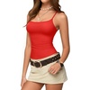 image:imageMANGOPOP Womens Camisole Tank Tops Square Neck Spaghetti Strap Cami Double Lined Sleeveless Crop Top Sexy ShirtsB1 Red