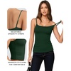 image:imageMANGOPOP Womens Camisole Tank Tops Square Neck Spaghetti Strap Cami Double Lined Sleeveless Crop Top Sexy ShirtsB2 Deep Green