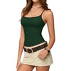 image:imageMANGOPOP Womens Camisole Tank Tops Square Neck Spaghetti Strap Cami Double Lined Sleeveless Crop Top Sexy ShirtsB2 Deep Green