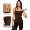 image:imageMANGOPOP Womens Camisole Tank Tops Square Neck Spaghetti Strap Cami Double Lined Sleeveless Crop Top Sexy ShirtsBrown