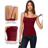 image:imageMANGOPOP Womens Camisole Tank Tops Square Neck Spaghetti Strap Cami Double Lined Sleeveless Crop Top Sexy ShirtsBurgundy