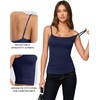 image:imageMANGOPOP Womens Camisole Tank Tops Square Neck Spaghetti Strap Cami Double Lined Sleeveless Crop Top Sexy ShirtsC Deep Blue