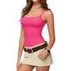 image:imageMANGOPOP Womens Camisole Tank Tops Square Neck Spaghetti Strap Cami Double Lined Sleeveless Crop Top Sexy ShirtsC Rose Pink