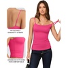 image:imageMANGOPOP Womens Camisole Tank Tops Square Neck Spaghetti Strap Cami Double Lined Sleeveless Crop Top Sexy ShirtsC Rose Pink