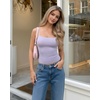 image:imageMANGOPOP Womens Camisole Tank Tops Square Neck Spaghetti Strap Cami Double Lined Sleeveless Crop Top Sexy ShirtsC Very Peri
