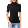image:imageMANGOPOP Womens Mock Turtle Neck Slim Fit 34 Sleeve TShirt03 Black