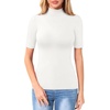 image:imageMANGOPOP Womens Mock Turtle Neck Slim Fit 34 Sleeve TShirt04 White