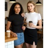 image:imageMANGOPOP Womens Mock Turtle Neck Slim Fit 34 Sleeve TShirt05 Short Sleeve Black