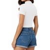 image:imageMANGOPOP Womens Mock Turtle Neck Slim Fit 34 Sleeve TShirt06 Short Sleeve White