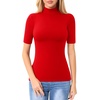 image:imageMANGOPOP Womens Mock Turtle Neck Slim Fit 34 Sleeve TShirt22 Red