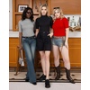 image:imageMANGOPOP Womens Mock Turtle Neck Slim Fit 34 Sleeve TShirt22 Red
