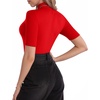 image:imageMANGOPOP Womens Mock Turtle Neck Slim Fit 34 Sleeve TShirt22 Red