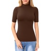 image:imageMANGOPOP Womens Mock Turtle Neck Slim Fit 34 Sleeve TShirt24 Coffee
