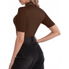 image:imageMANGOPOP Womens Mock Turtle Neck Slim Fit 34 Sleeve TShirt24 Coffee