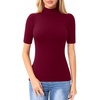 image:imageMANGOPOP Womens Mock Turtle Neck Slim Fit 34 Sleeve TShirt25 Burgundy