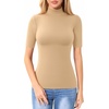 image:imageMANGOPOP Womens Mock Turtle Neck Slim Fit 34 Sleeve TShirt26 Mocha