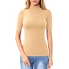 image:imageMANGOPOP Womens Mock Turtle Neck Slim Fit 34 Sleeve TShirt27 Nude