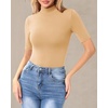 image:imageMANGOPOP Womens Mock Turtle Neck Slim Fit 34 Sleeve TShirt27 Nude