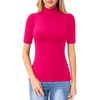 image:imageMANGOPOP Womens Mock Turtle Neck Slim Fit 34 Sleeve TShirt28 Hot Pink