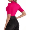 image:imageMANGOPOP Womens Mock Turtle Neck Slim Fit 34 Sleeve TShirt28 Hot Pink