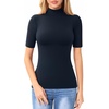 image:imageMANGOPOP Womens Mock Turtle Neck Slim Fit 34 Sleeve TShirt29 Deep Blue