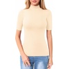 image:imageMANGOPOP Womens Mock Turtle Neck Slim Fit 34 Sleeve TShirt30 Beige