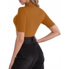 image:imageMANGOPOP Womens Mock Turtle Neck Slim Fit 34 Sleeve TShirt31 Camel
