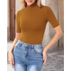 image:imageMANGOPOP Womens Mock Turtle Neck Slim Fit 34 Sleeve TShirt31 Camel