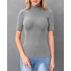 image:imageMANGOPOP Womens Mock Turtle Neck Slim Fit 34 Sleeve TShirt32 Light Heather Grey