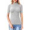 image:imageMANGOPOP Womens Mock Turtle Neck Slim Fit 34 Sleeve TShirt32 Light Heather Grey
