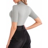 image:imageMANGOPOP Womens Mock Turtle Neck Slim Fit 34 Sleeve TShirt32 Light Heather Grey
