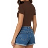 image:imageMANGOPOP Womens Mock Turtle Neck Slim Fit 34 Sleeve TShirt34 Short Sleeve Coffee