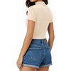 image:imageMANGOPOP Womens Mock Turtle Neck Slim Fit 34 Sleeve TShirt38 Short Sleeve Beige