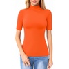 image:imageMANGOPOP Womens Mock Turtle Neck Slim Fit 34 Sleeve TShirtOrange