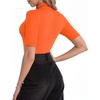 image:imageMANGOPOP Womens Mock Turtle Neck Slim Fit 34 Sleeve TShirtOrange