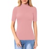 image:imageMANGOPOP Womens Mock Turtle Neck Slim Fit 34 Sleeve TShirtPink