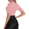 image:imageMANGOPOP Womens Mock Turtle Neck Slim Fit 34 Sleeve TShirtPink