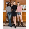 image:imageMANGOPOP Womens Mock Turtle Neck Slim Fit 34 Sleeve TShirtPink