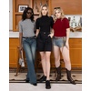 image:imageMANGOPOP Womens Mock Turtle Neck Slim Fit 34 Sleeve TShirtWine Red