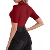image:imageMANGOPOP Womens Mock Turtle Neck Slim Fit 34 Sleeve TShirtWine Red