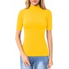 image:imageMANGOPOP Womens Mock Turtle Neck Slim Fit 34 Sleeve TShirtYellow