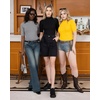 image:imageMANGOPOP Womens Mock Turtle Neck Slim Fit 34 Sleeve TShirtYellow