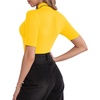 image:imageMANGOPOP Womens Mock Turtle Neck Slim Fit 34 Sleeve TShirtYellow