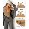 image:imageMANGOPOP Womens Ribbed Tank Tops V Neck Racerback Camisole Summer Slim Fit Workout Sleeveless 2026 Trendy TopApricot