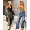 image:imageMANGOPOP Womens Ribbed Tank Tops V Neck Racerback Camisole Summer Slim Fit Workout Sleeveless 2026 Trendy TopApricot