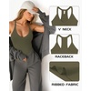image:imageMANGOPOP Womens Ribbed Tank Tops V Neck Racerback Camisole Summer Slim Fit Workout Sleeveless 2026 Trendy TopArmy Green