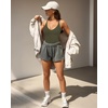 image:imageMANGOPOP Womens Ribbed Tank Tops V Neck Racerback Camisole Summer Slim Fit Workout Sleeveless 2026 Trendy TopArmy Green