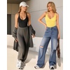image:imageMANGOPOP Womens Ribbed Tank Tops V Neck Racerback Camisole Summer Slim Fit Workout Sleeveless 2026 Trendy TopBright Yellow